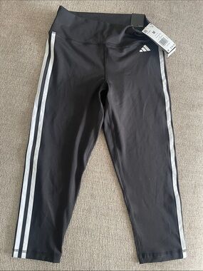 adidas Black Leggings with Silver Side Stripes